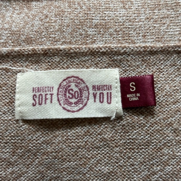 Juniors Tan SO cardigan sweater, Small - Picture 3 of 3